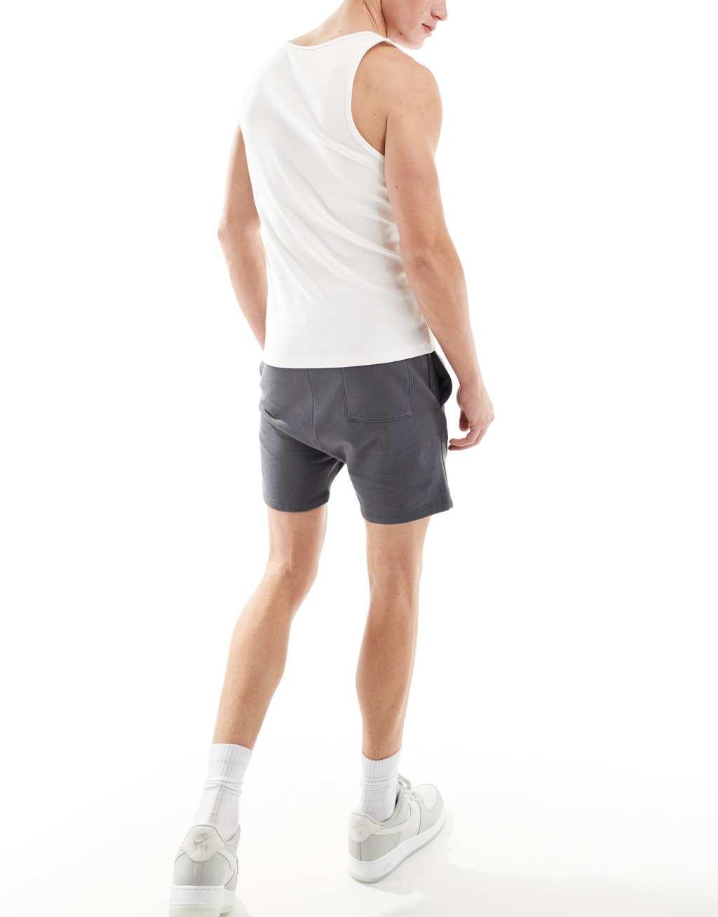ASOS DESIGN skinny shorts in charcoal Product Image