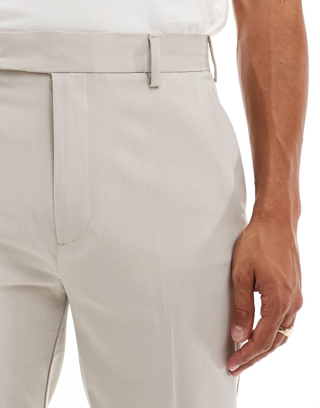 ASOS DESIGN tapered fit dress pants in ecru Product Image