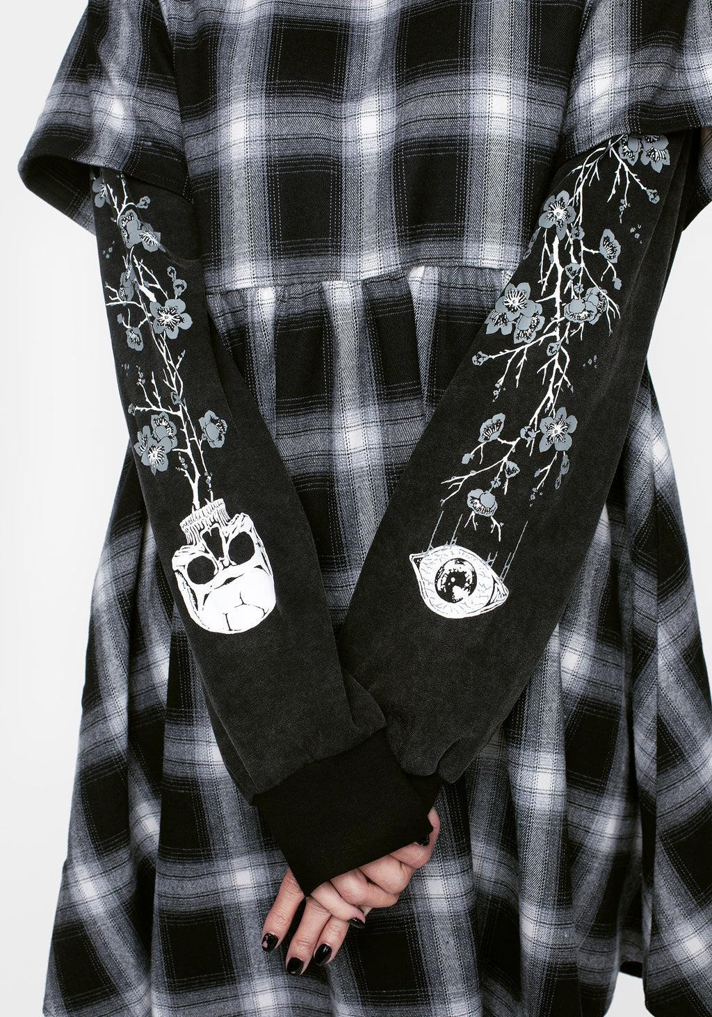 Hypnos Layered Sleeve Check Mini Smock Dress Product Image