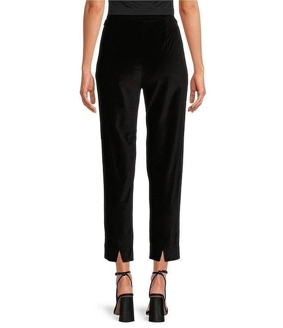 FRANCES VALENTINE Stretch Velvet Flat Front Cropped Pull On Pant Product Image