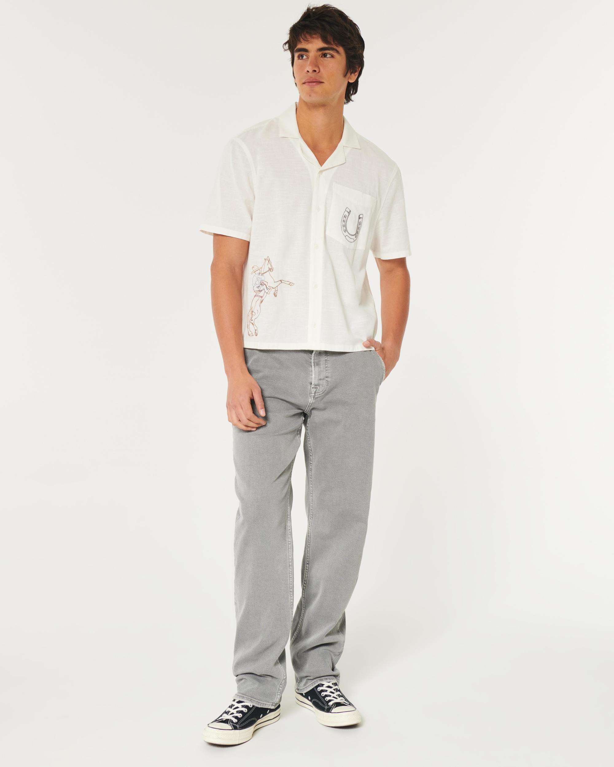 Boxy Cropped Short-Sleeve Poplin Shirt Product Image