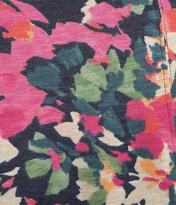 Westbound Floral Long Sleeve Crew Neck Button Shoulder Top Product Image
