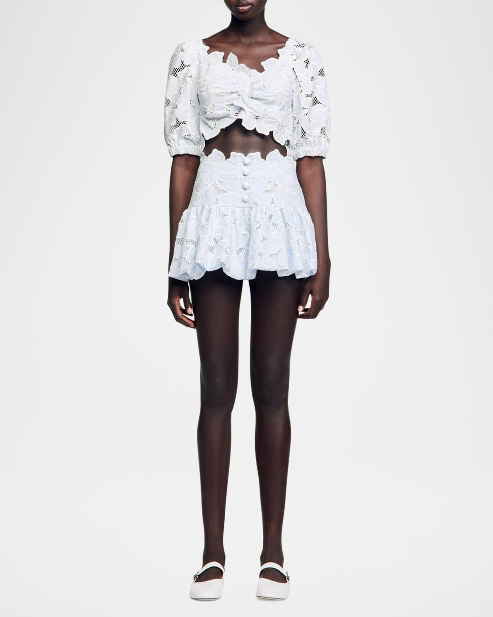 Roseraie Embroidered Floral Crop Top Product Image