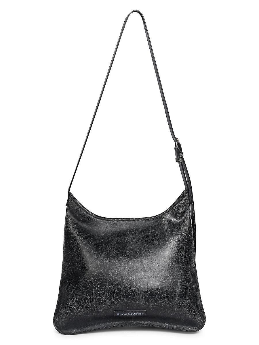 Womens Platt Crackled Leather Shoulder Bag Product Image