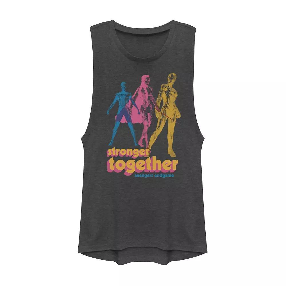 Juniors Marvel Stronger Together Muscle Tank Top, Girls Grey Product Image