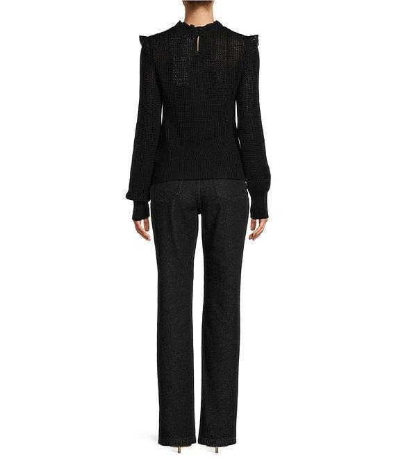 Antonio Melani x Jennifer Sumko Catherine Woven Yarn Ruffle Lace Mock Neck Long Sleeve Sweater Product Image