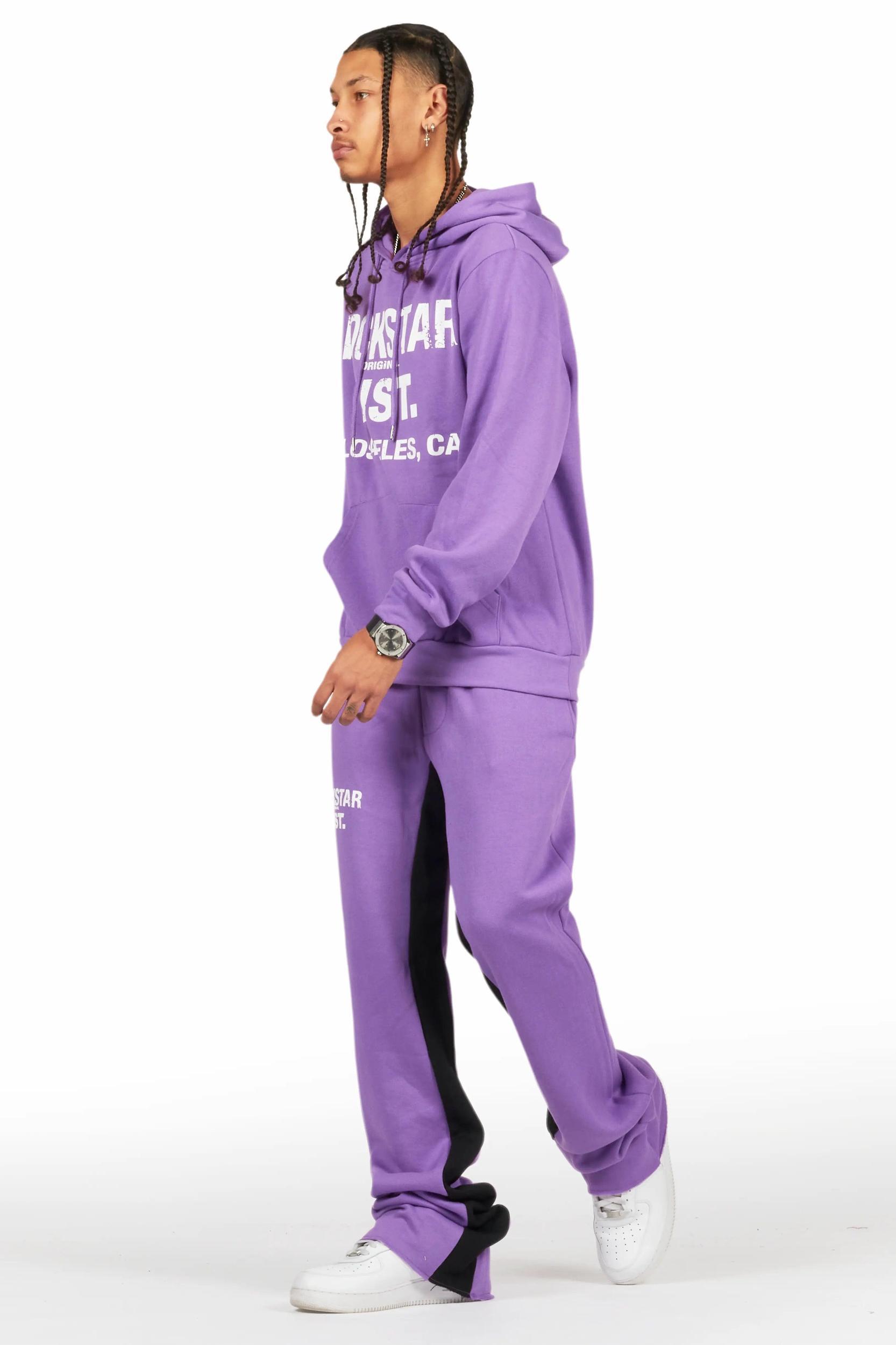 Lake Purple Hoodie/Baggy Track Pant Set Male Product Image