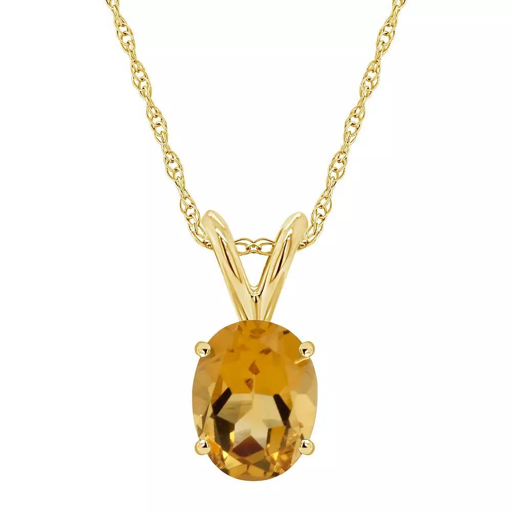 Celebration Gems 14k Gold Gemstone Pendant Necklace, Womens Citrine Product Image