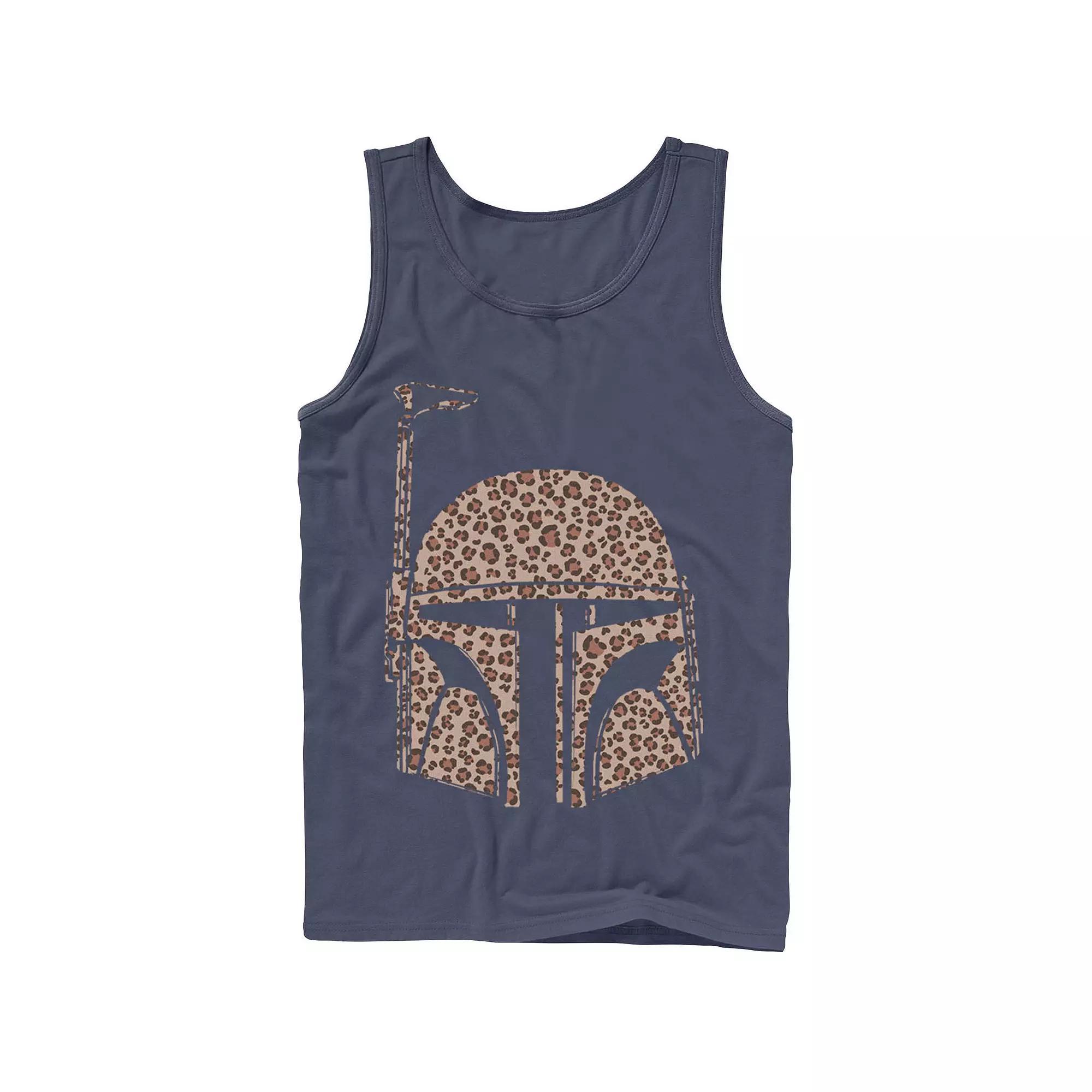 Men's Star Wars Boba Fett Helmet Cheetah Print Fill Tank Top, Size: XL, Black Product Image
