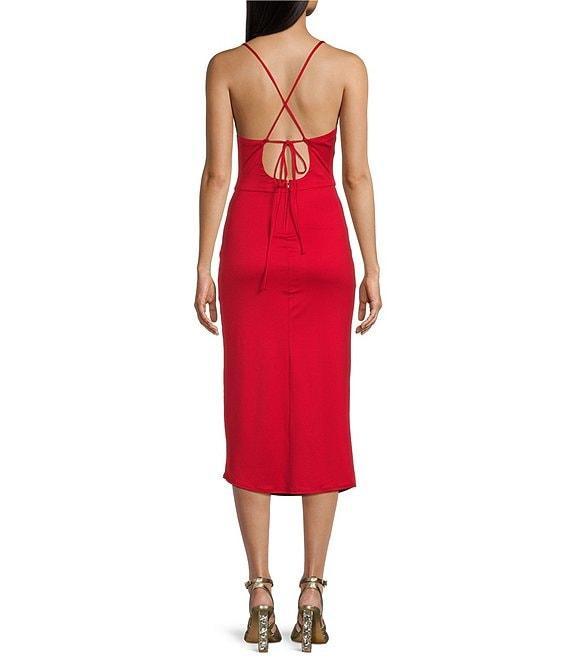 B. Darlin Sleeveless Spaghetti Strap Front Slit Back Opening Detail Dress Product Image