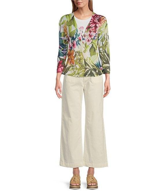 Tommy Bahama Verde Bloom Addison Lightweight Linen Blend V-Neck Wrap Cardigan Product Image