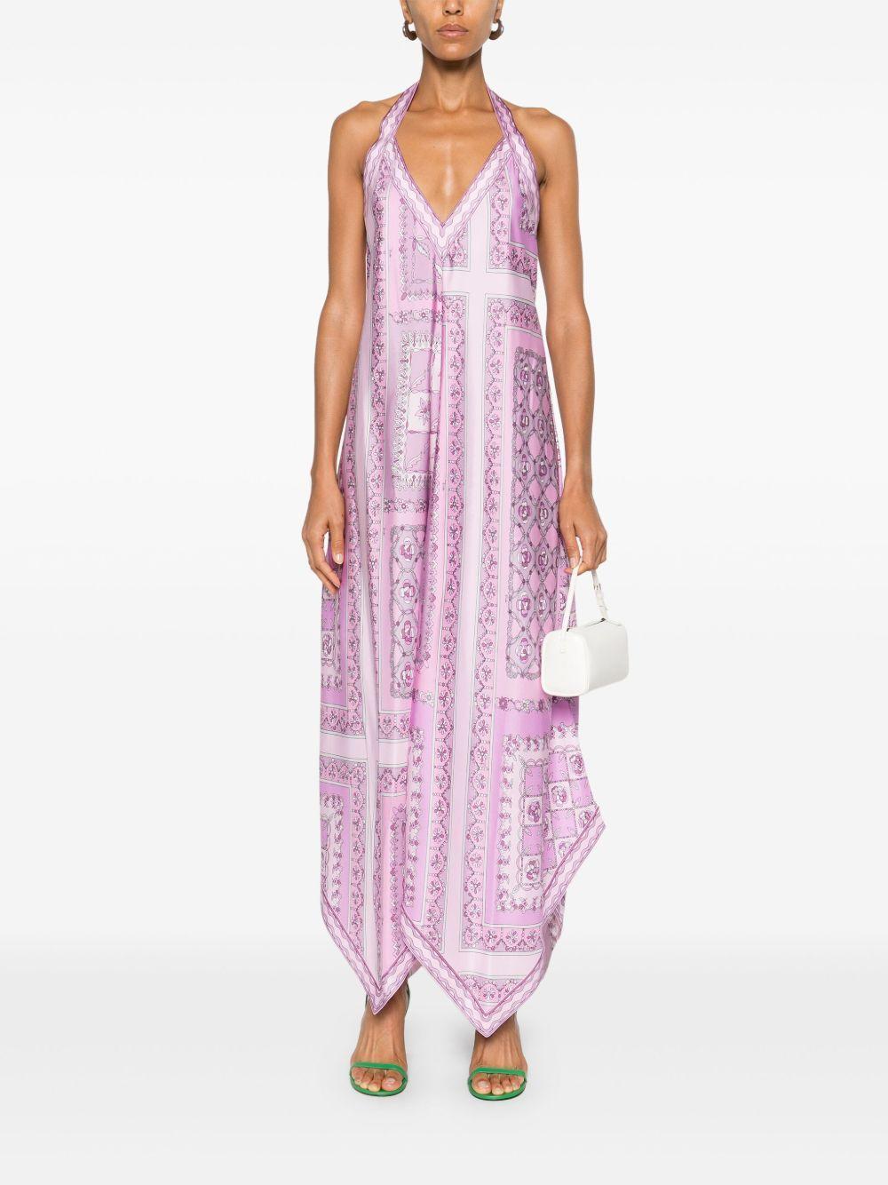 Festa-print silk midi dress Product Image