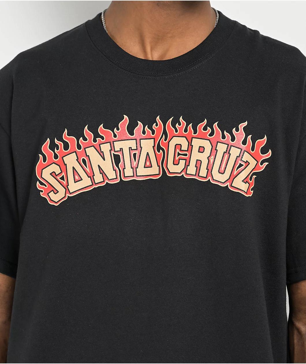 Santa Cruz Flamed Collegiate Black T-Shirt Product Image