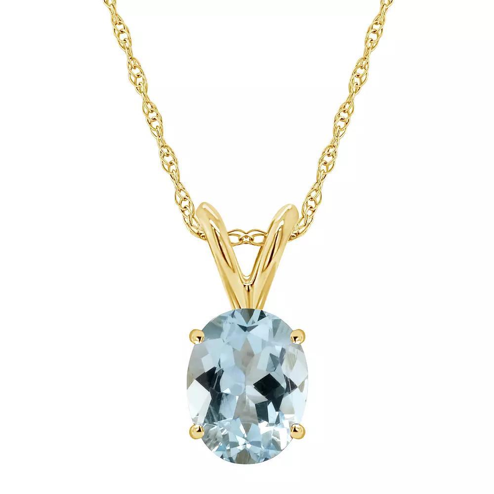 Celebration Gems 14k Gold Gemstone Pendant Necklace, Women's, Size: 18", Aquamarine Product Image