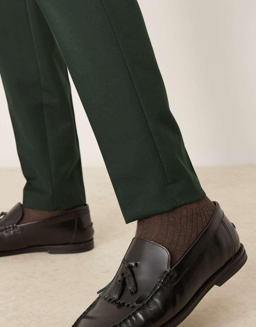 ASOS DESIGN smart tapered fit pants in forest green Product Image