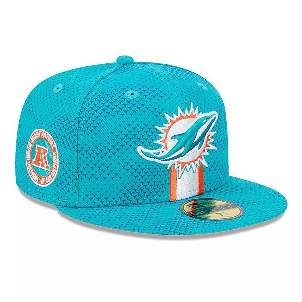 Men's New Era  Aqua Miami Dolphins 2024 Sideline 59FIFTY Fitted Hat, Size: 7 1/2, Turquoise A Product Image
