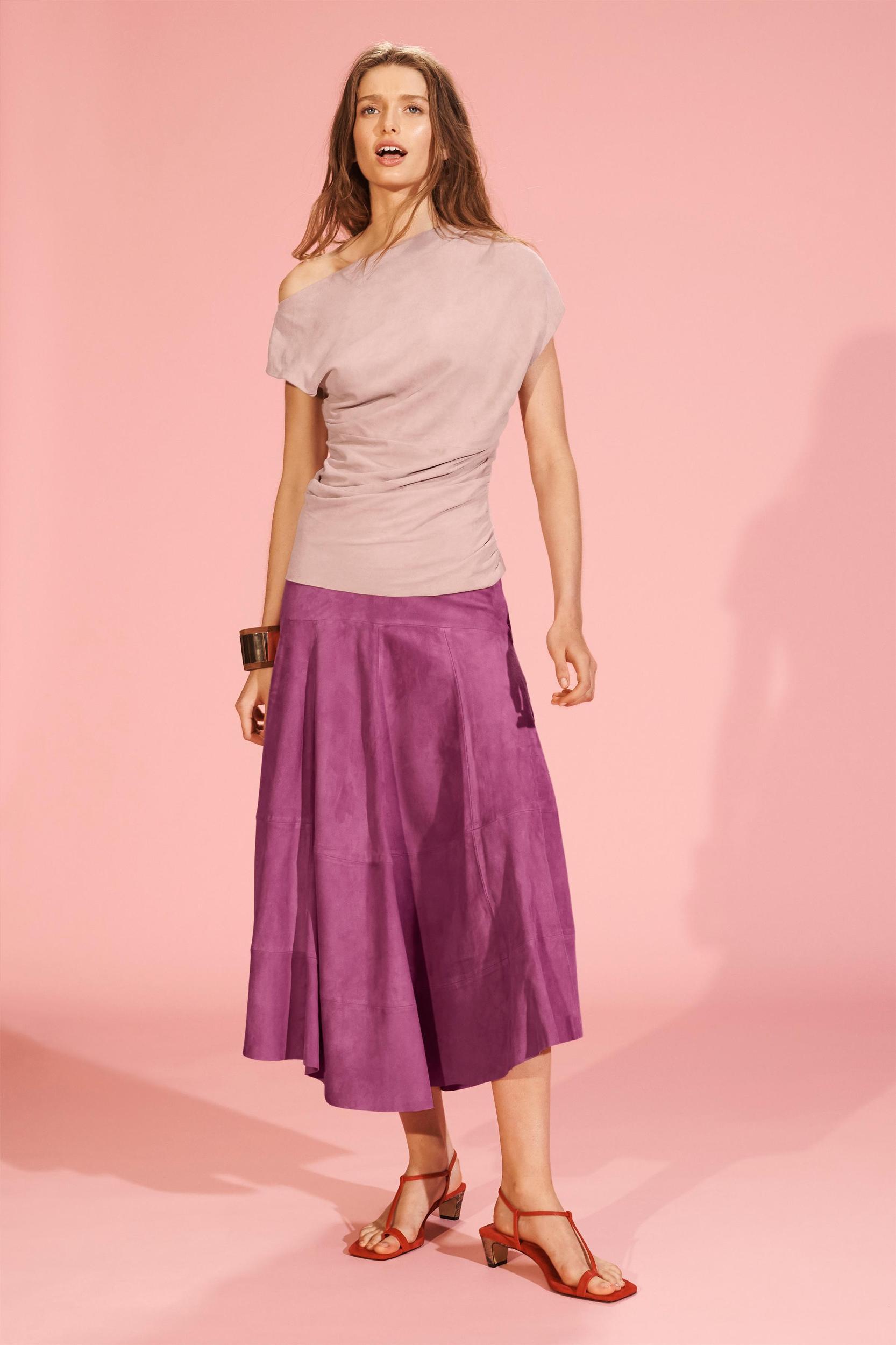 LIMITED EDITION ASYMMETRIC SUEDE MIDI SKIRT Product Image