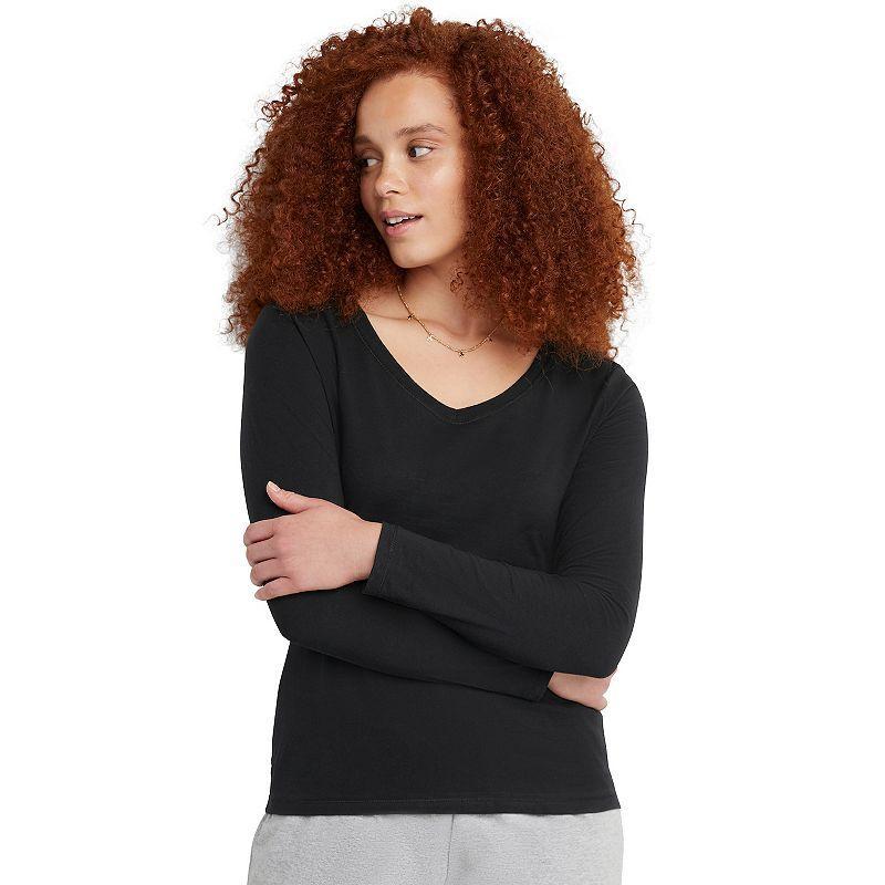 Womens Hanes Originals Long Sleeve Tee Purple Splendor Product Image