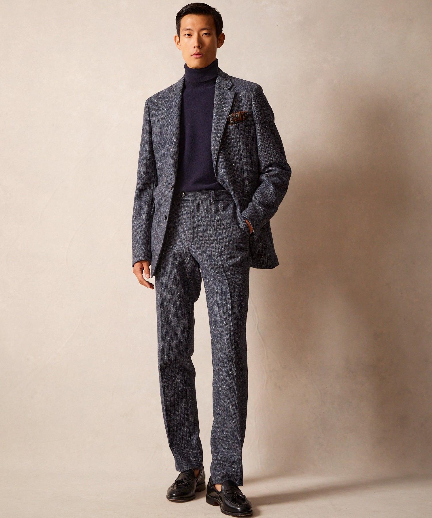 Italian Donegal Sutton Jacket in Steel Blue Herringbone Product Image