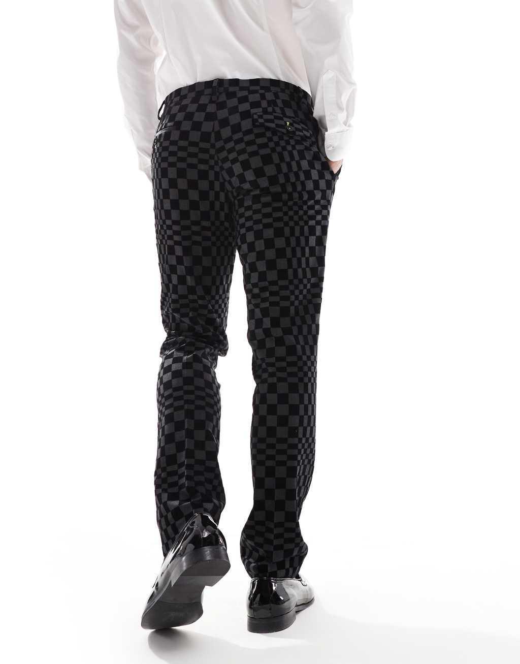 Twisted Tailor suit pants in checker board print - part of a set Product Image