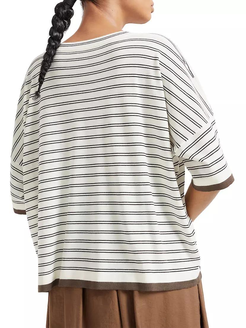 Cashmere and Silk Striped Lightweight Knit T-Shirt Product Image