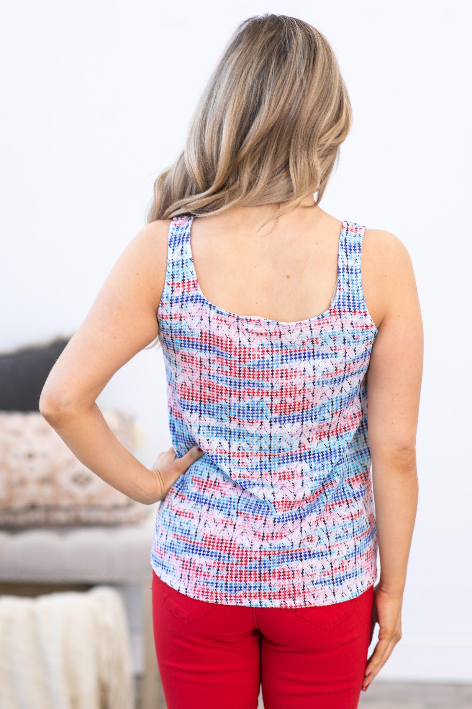 Blue and Red Abstract Lightweight Sweater Tank Product Image