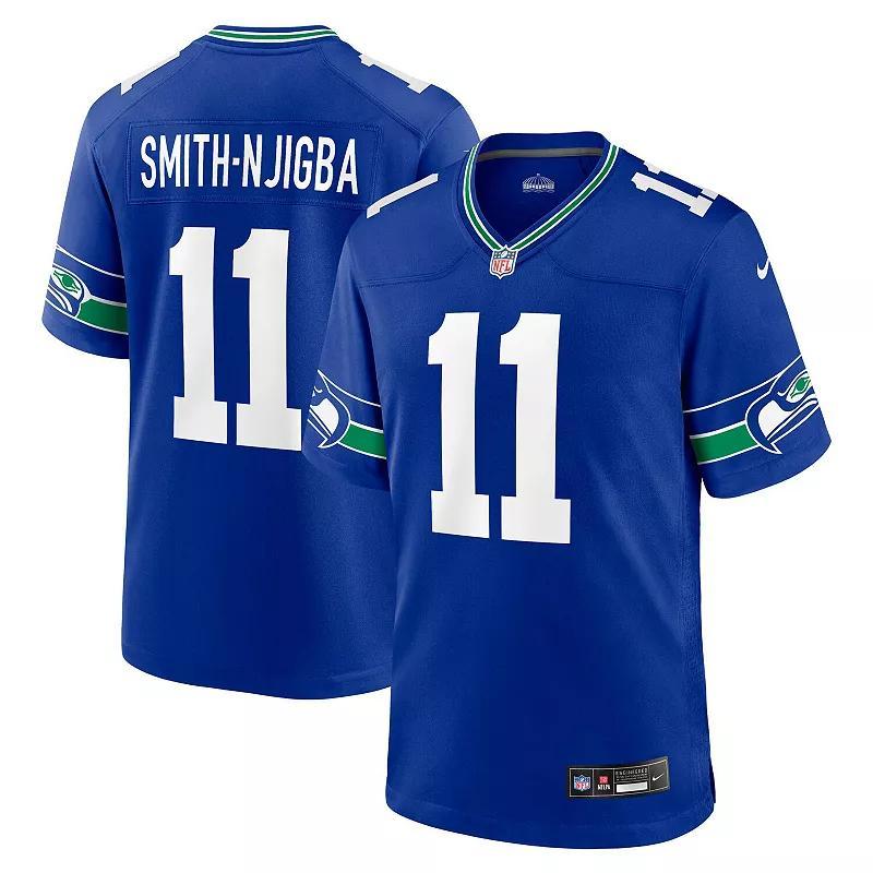 Men's Nike Jaxon Smith-Njigba Royal Seattle Seahawks Throwback Player Game Jersey, Size: XL, Blue Product Image