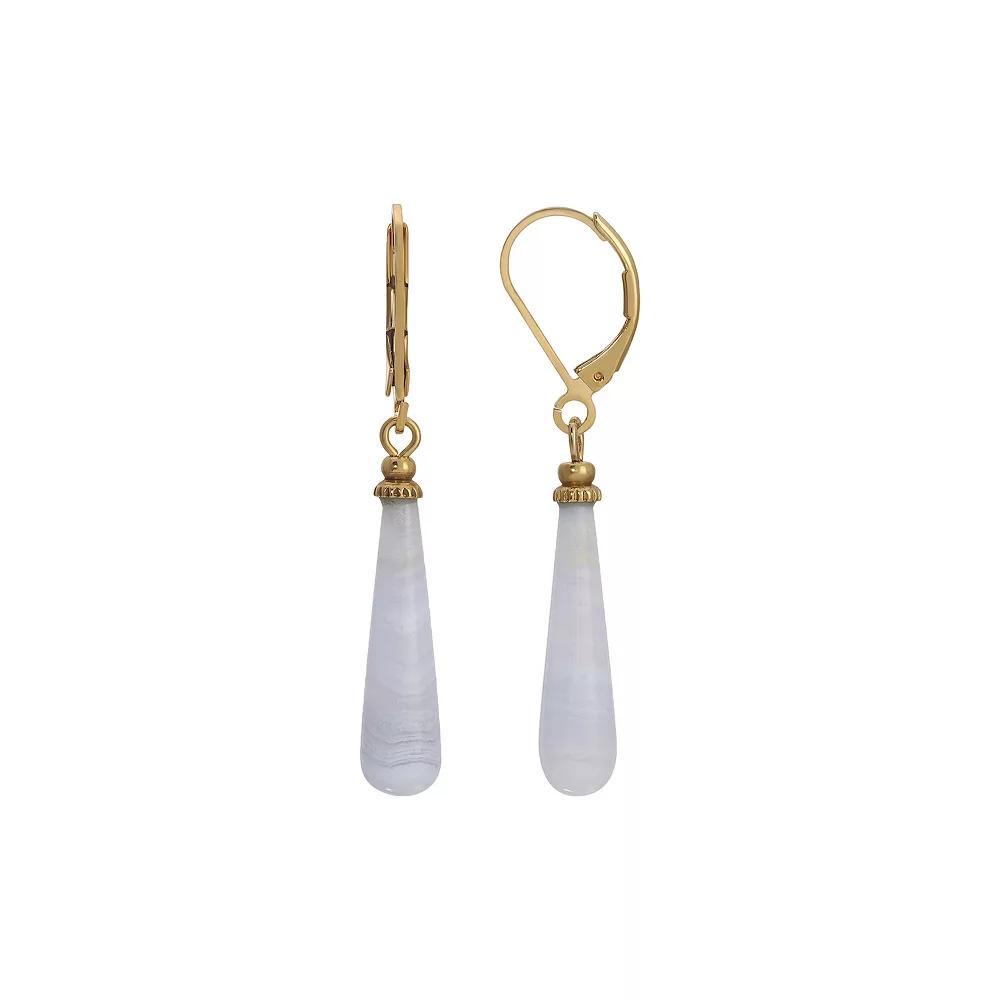 1928 Gold Tone Stone Linear Drop Earrings, Womens, Blue Product Image