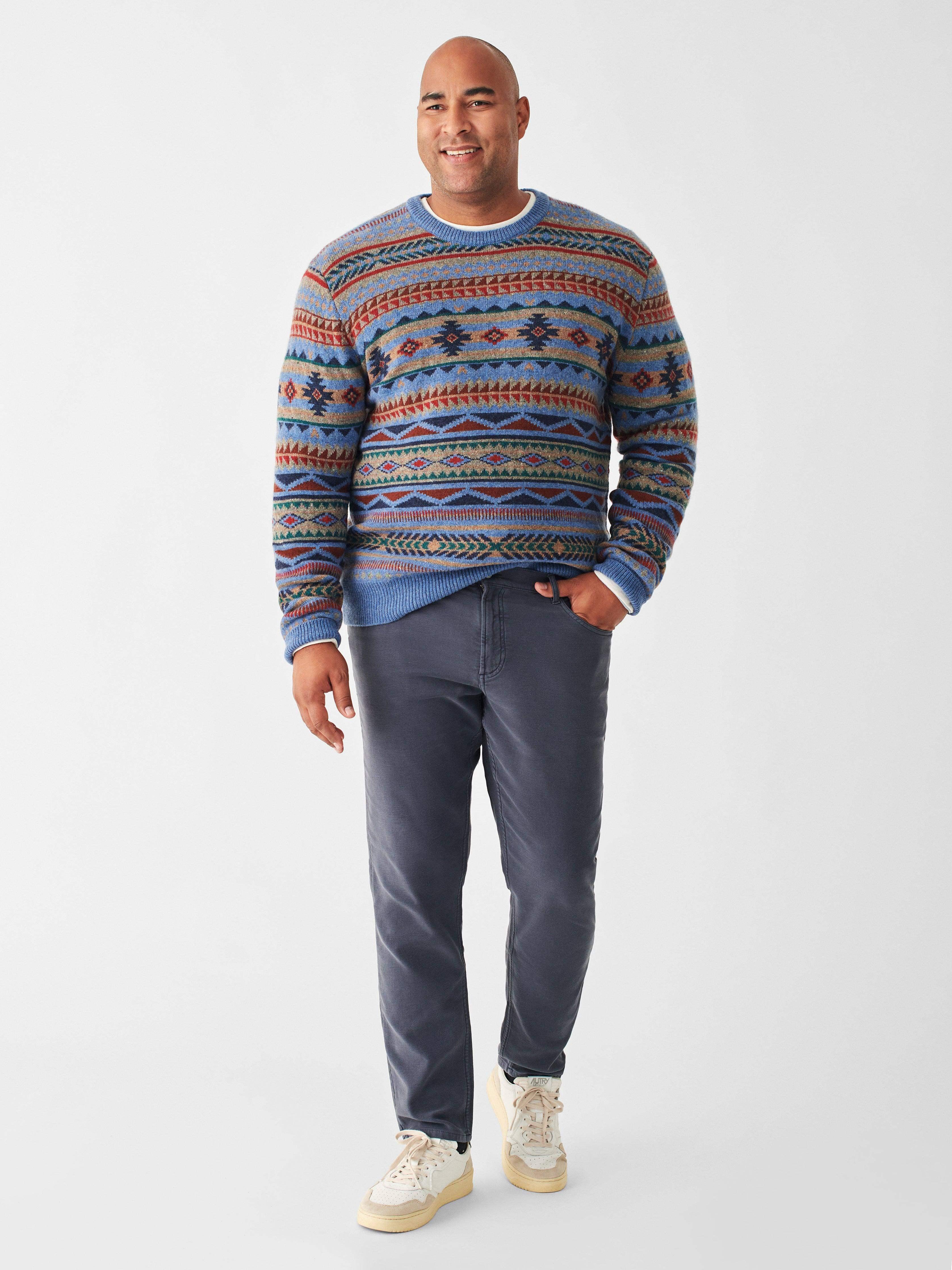 Doug Good Feather Fair Isle Sweater - Blue Winter Night Male Product Image