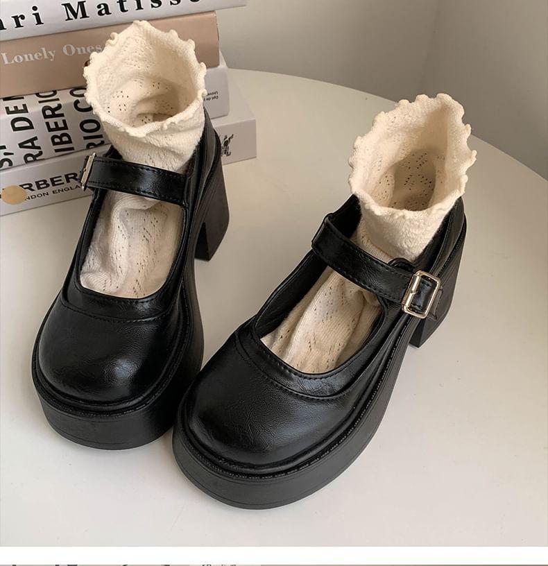 Platform Chunky Heel Mary Jane Pumps Product Image