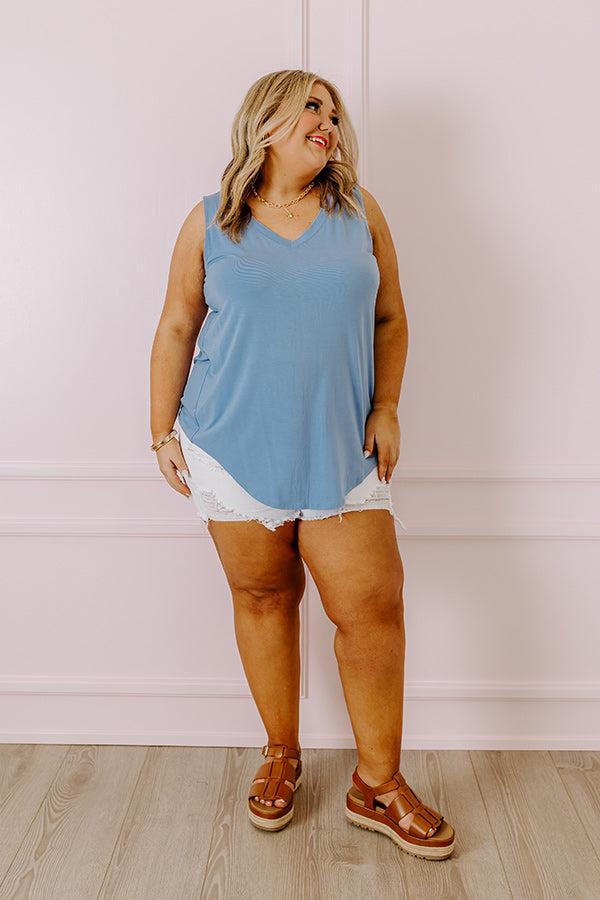 Friends For Life Shift Tank In Sky Blue Curves Product Image