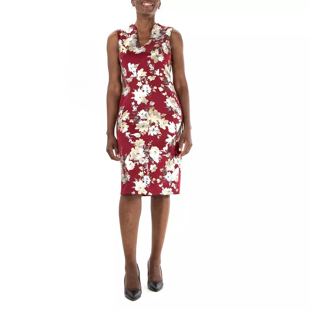 Womens Nina Leonard U-Neck Midi Dress Product Image