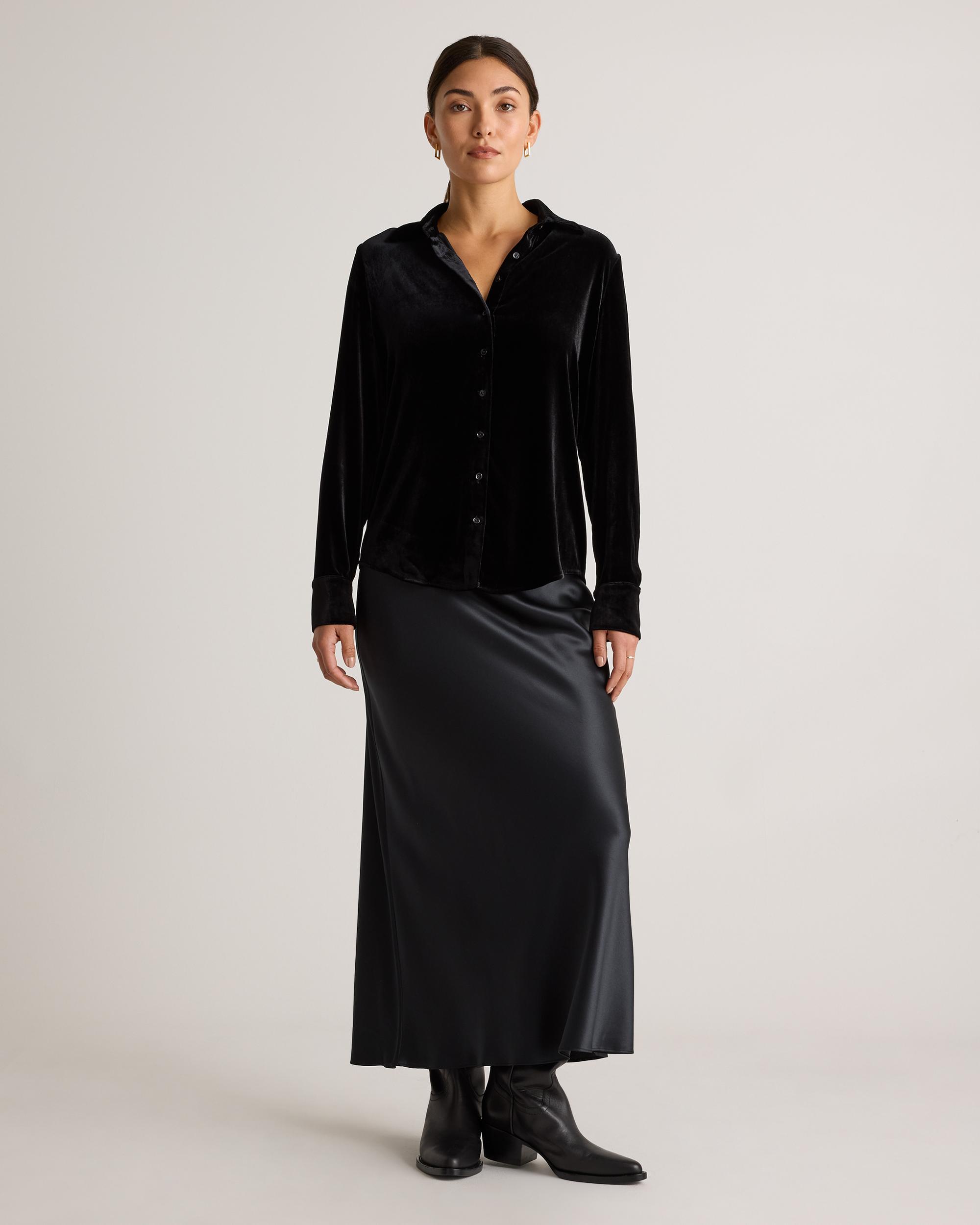 Quince | Women's Stretch Silk Velvet Long Sleeve Shirt Product Image