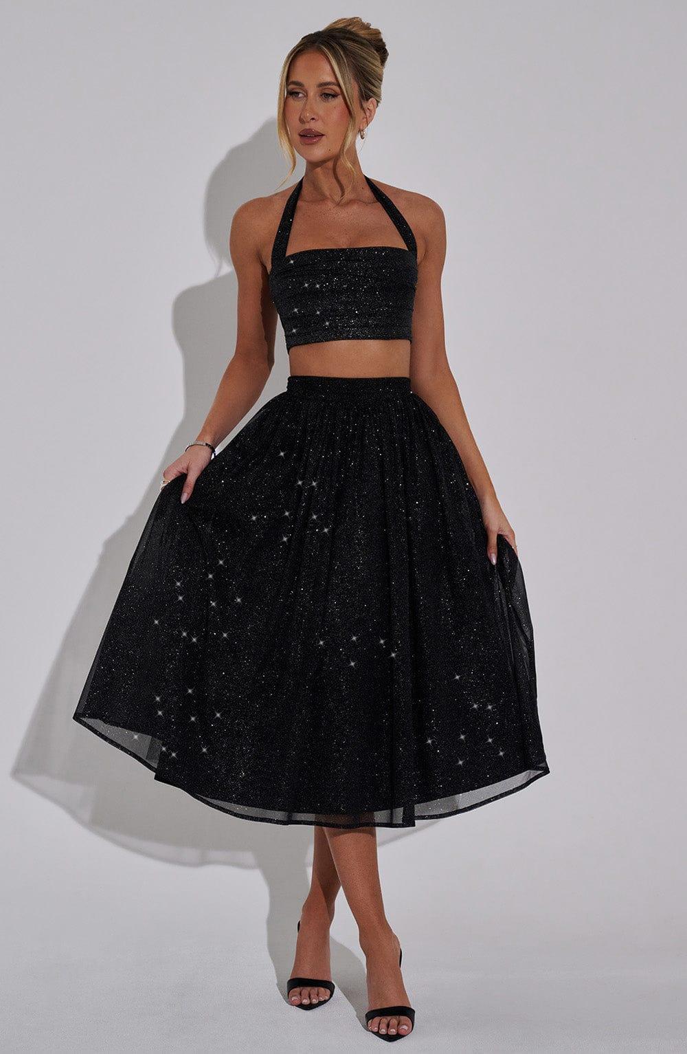 Alani Midi Skirt - Black Sparkle Product Image