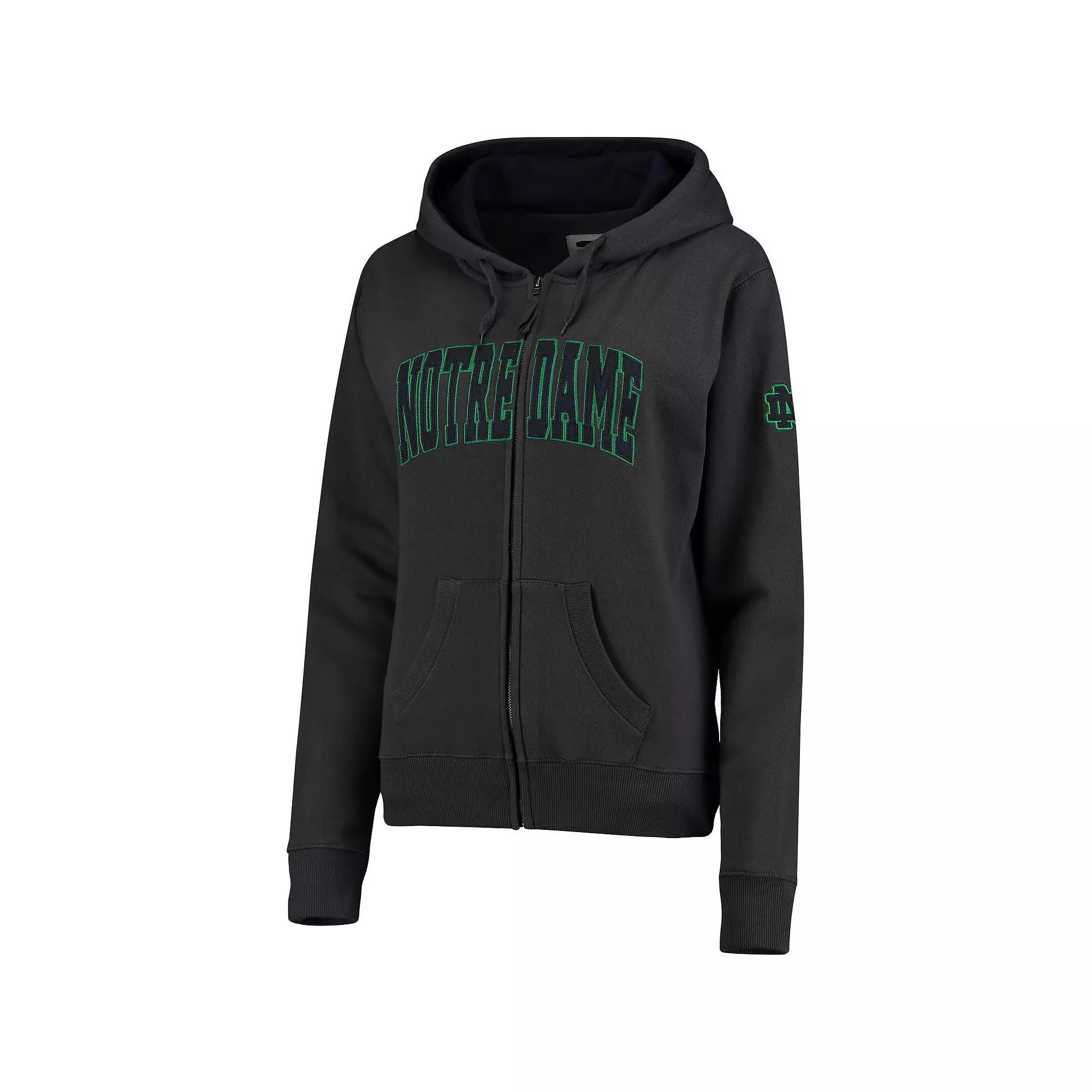 Women's Charcoal Notre Dame Fighting Irish Arched Name Full Zip Hoodie, Size: Small Product Image