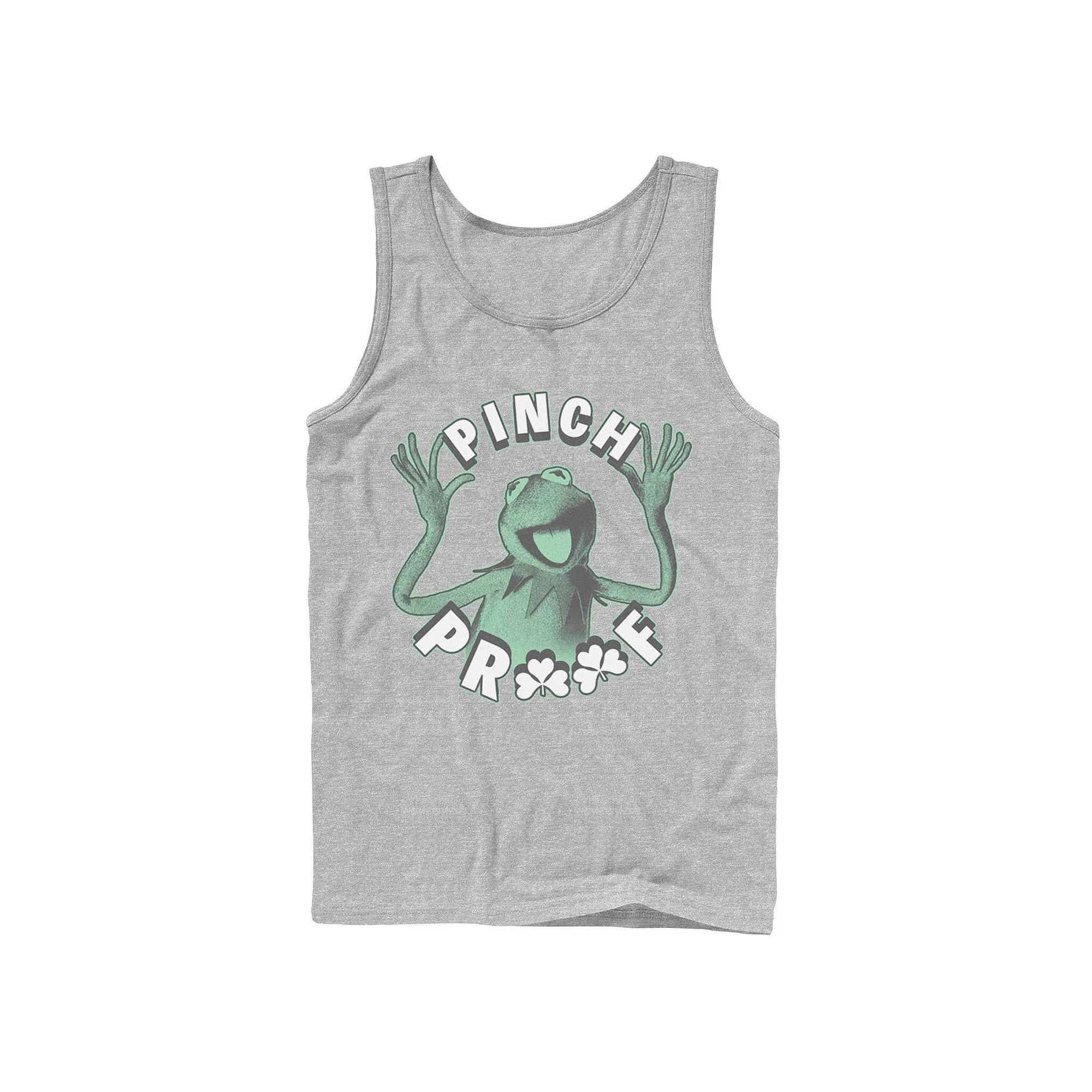 Mens Disney Muppets St. Patricks Day Kermit The Frog Pinch Proof Tank Top Athletic Grey Product Image