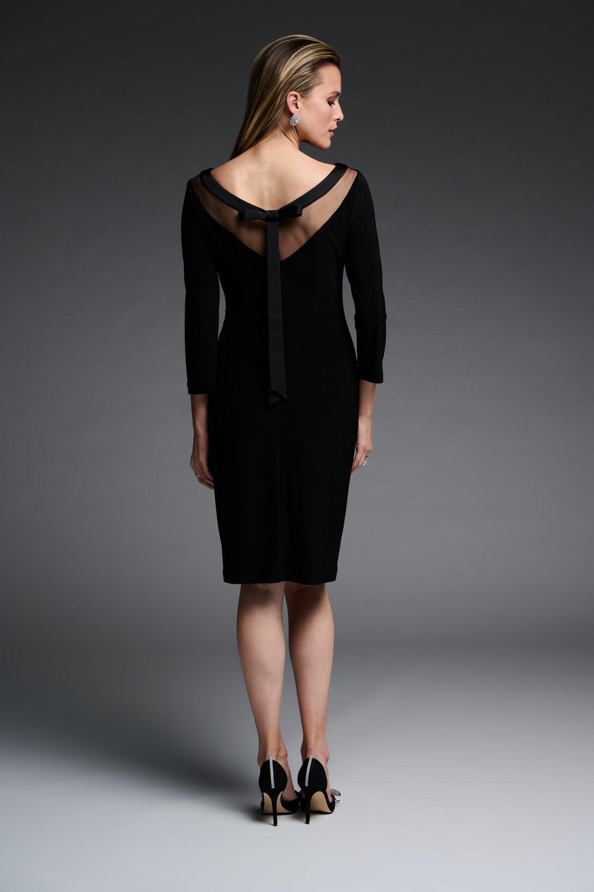 Black Sheer Neckline Dress - Black Product Image