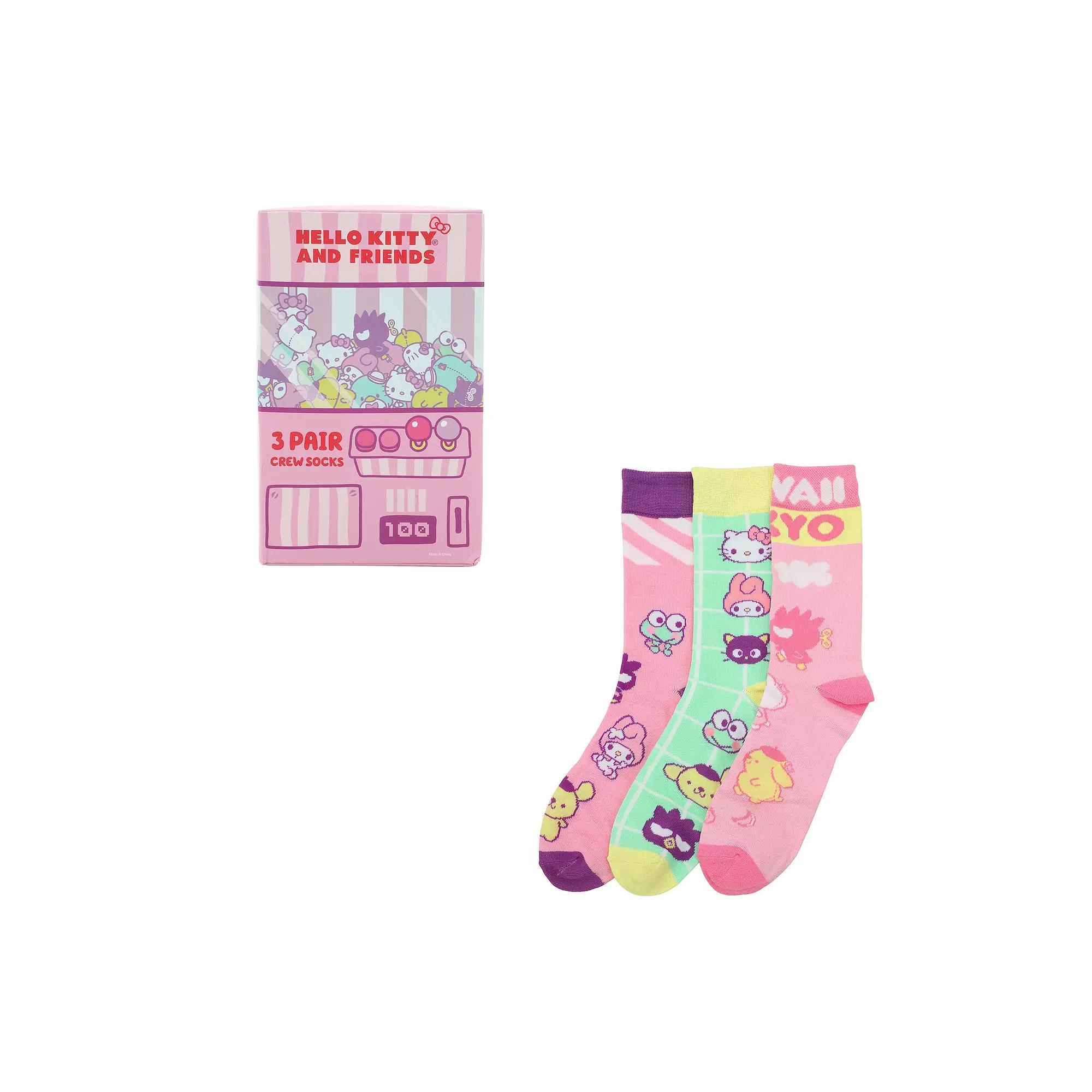 Women's Hello Kitty Crew Socks 3-Pack, Size: 5-10, Hello Kitty Kawaii Product Image