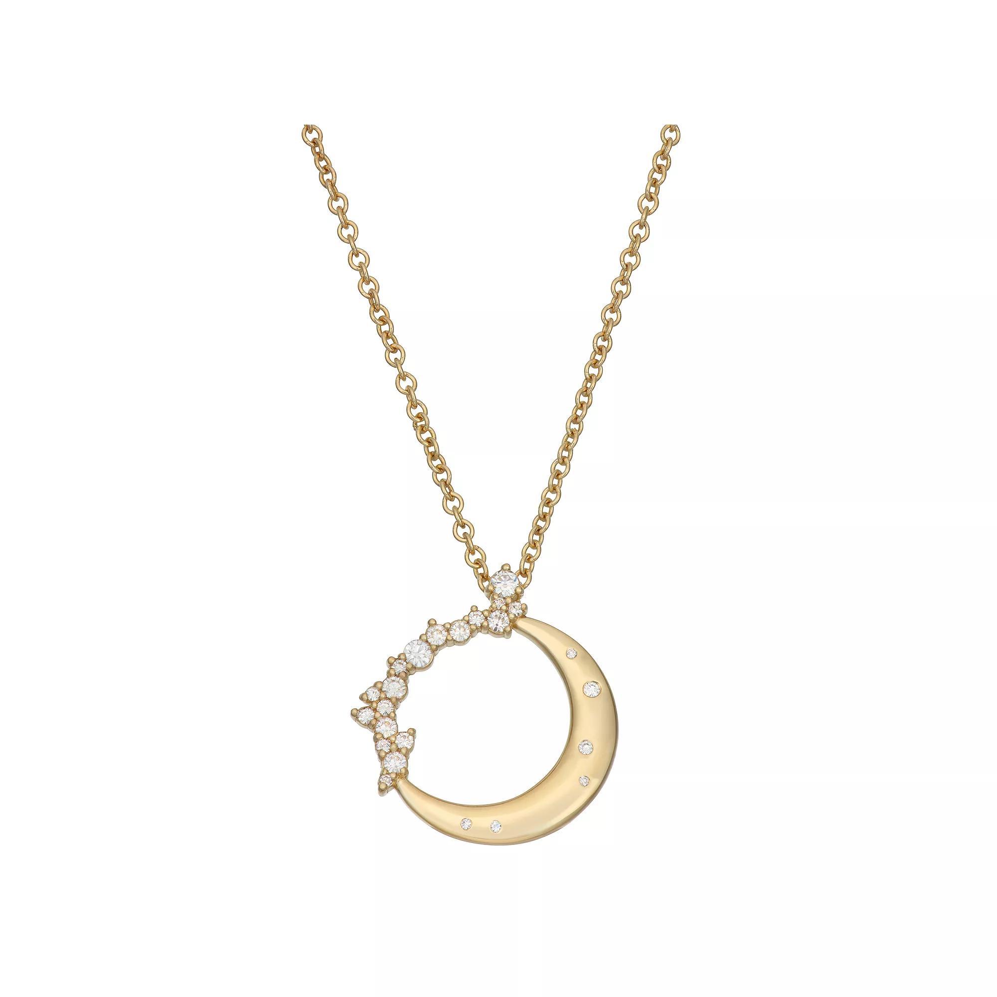 Charles & Colvard 14k Gold 1/4 Carat T.W. Lab-Created Moissanite Lunar Pendant Necklace, Women's, Yellow Product Image