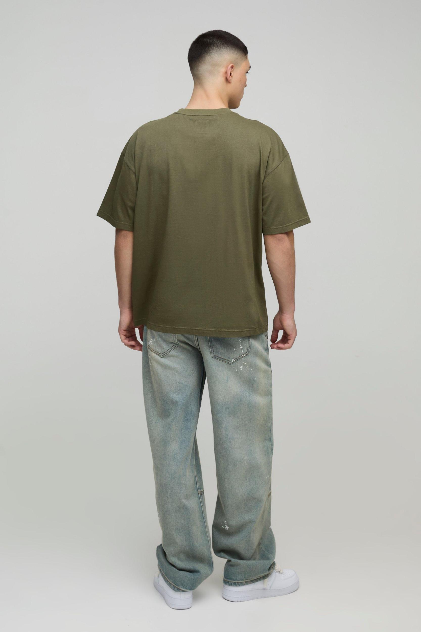 Oversized Extended Neck Star Applique Graphic T-Shirt | boohooMAN USA Product Image