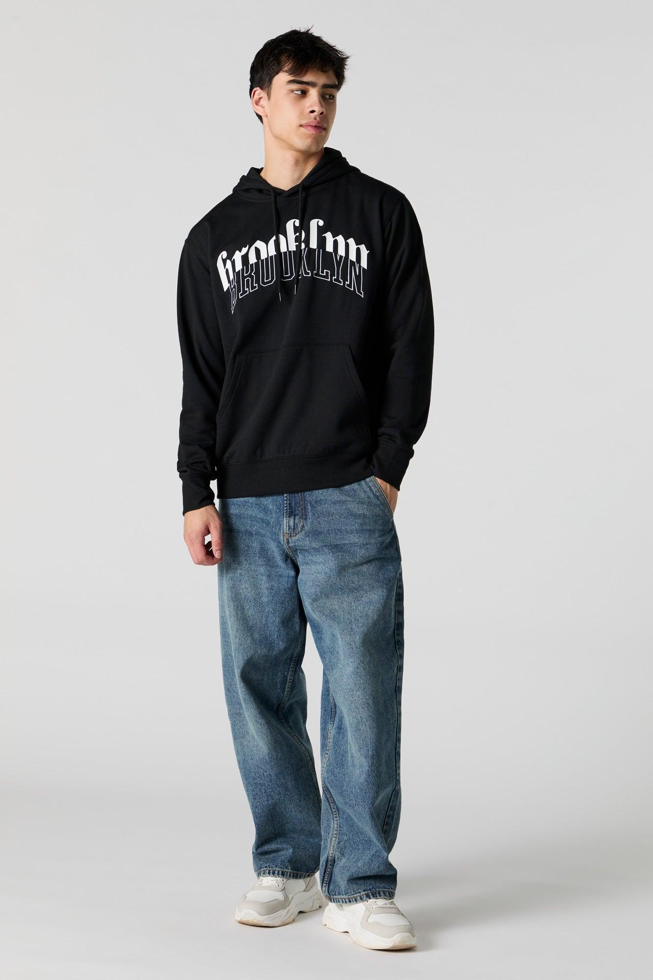City Embroidered Fleece Hoodie Male Product Image