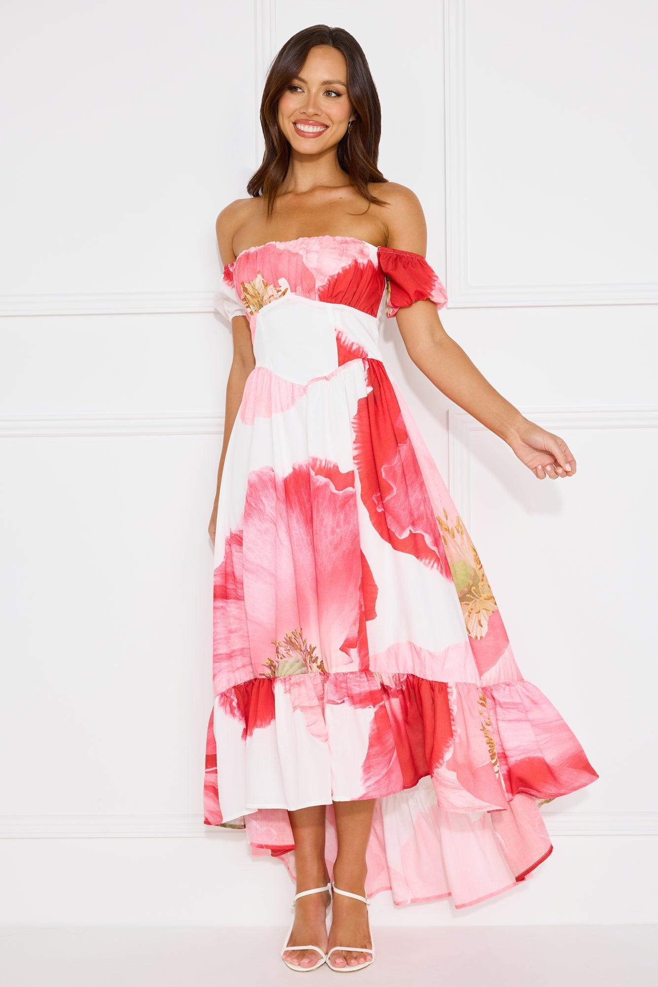 Luxe Narrative Off Shoulder Maxi Dress Pink Product Image