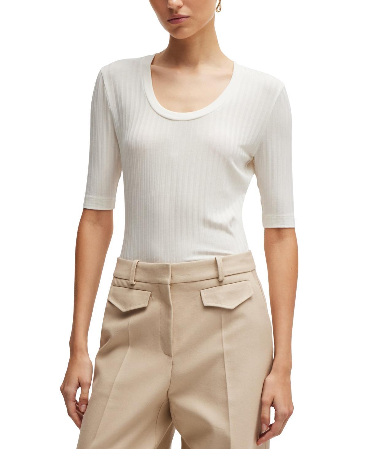 Womens Scoop-Neck Top in Stretch Fabric Product Image
