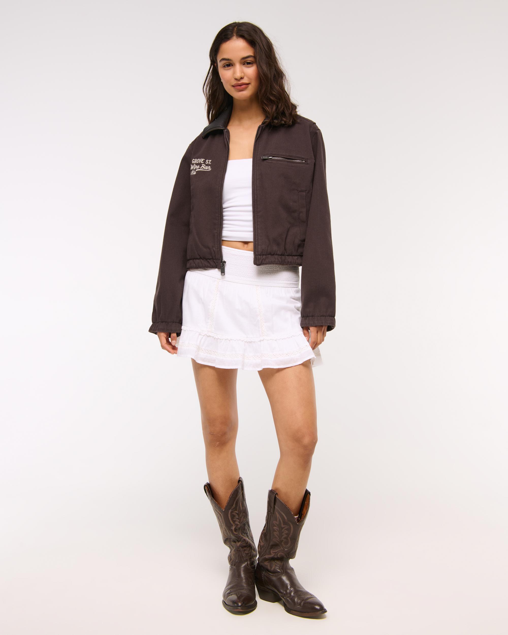 Cropped Twill Trucker Jacket Product Image