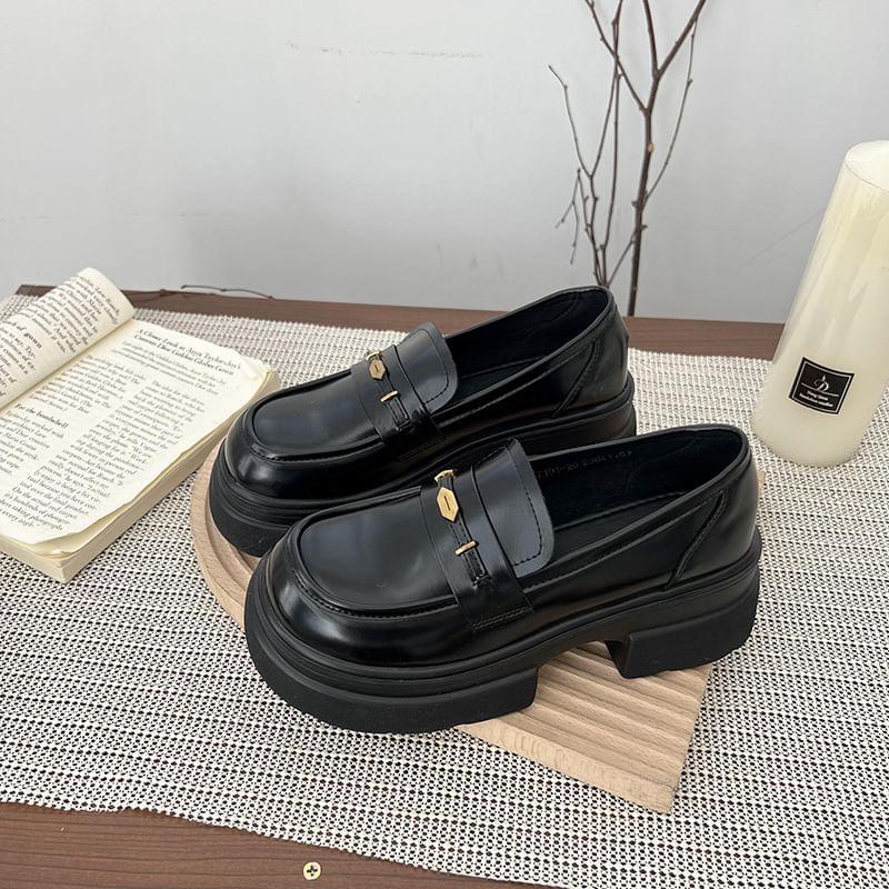 Faux Leather Platform Loafers Product Image