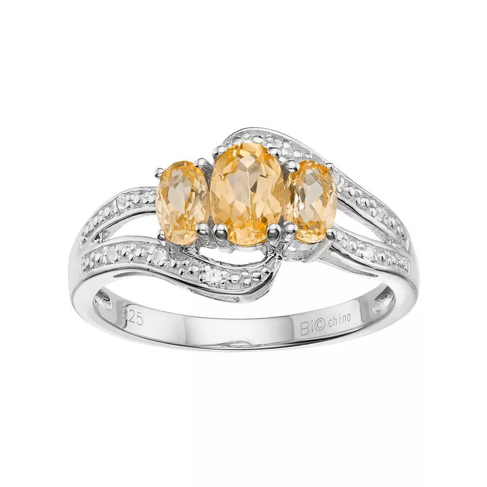 Gemminded Sterling Silver Peridot & White Topaz 3-Stone Bypass Ring, Womens Green Product Image