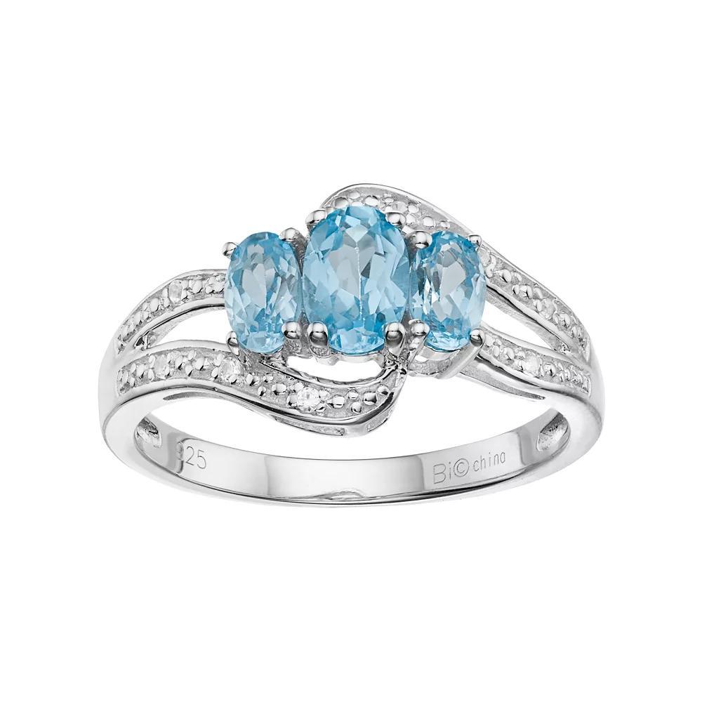 Gemminded Sterling Silver Peridot & White Topaz 3-Stone Bypass Ring, Womens Green Product Image