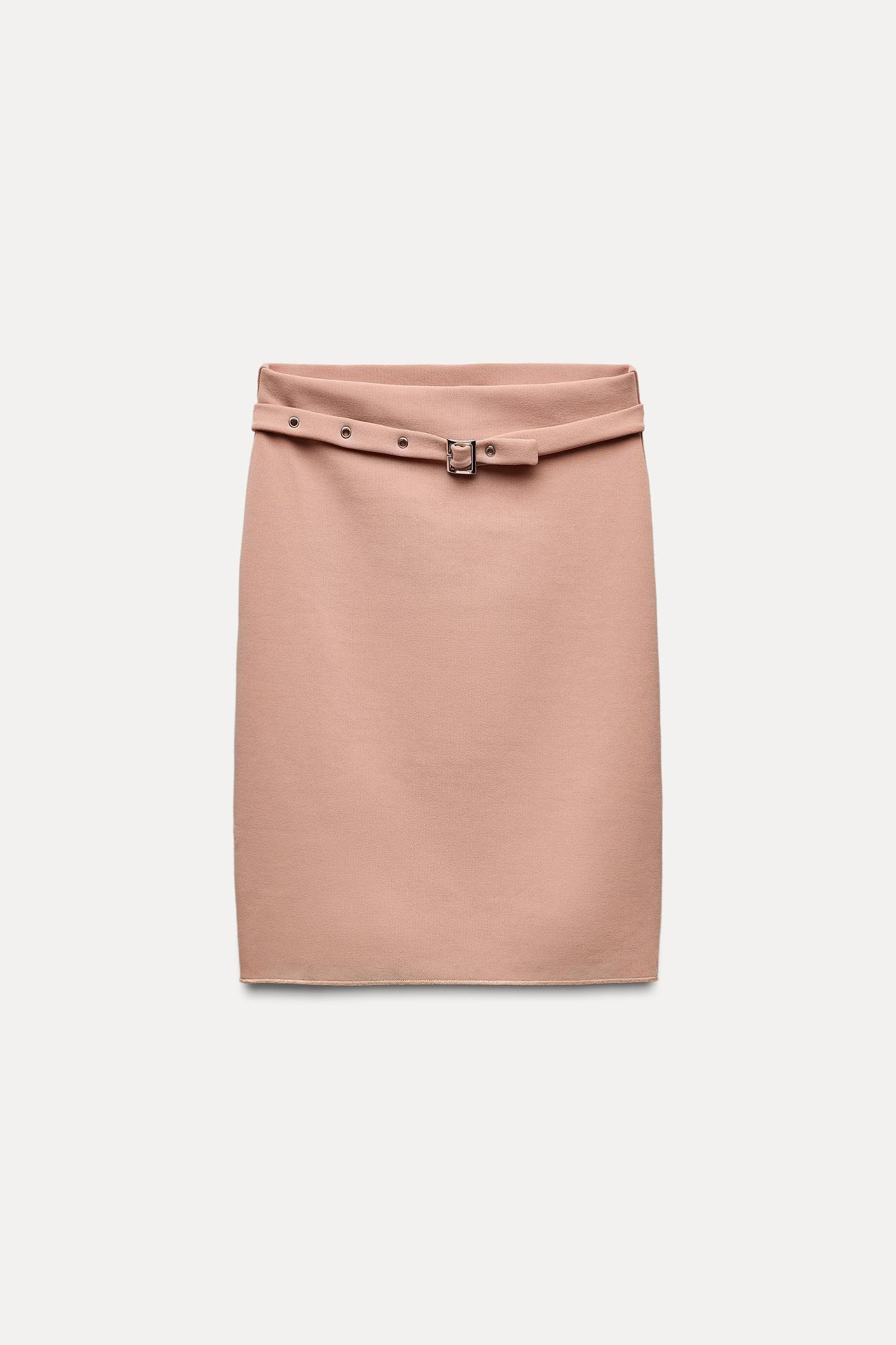 STRETCH CONTOURING SKIRT WITH BELT Product Image