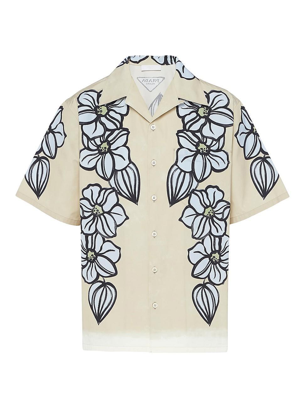 Mens Floral-Print Cotton Camp Shirt Product Image