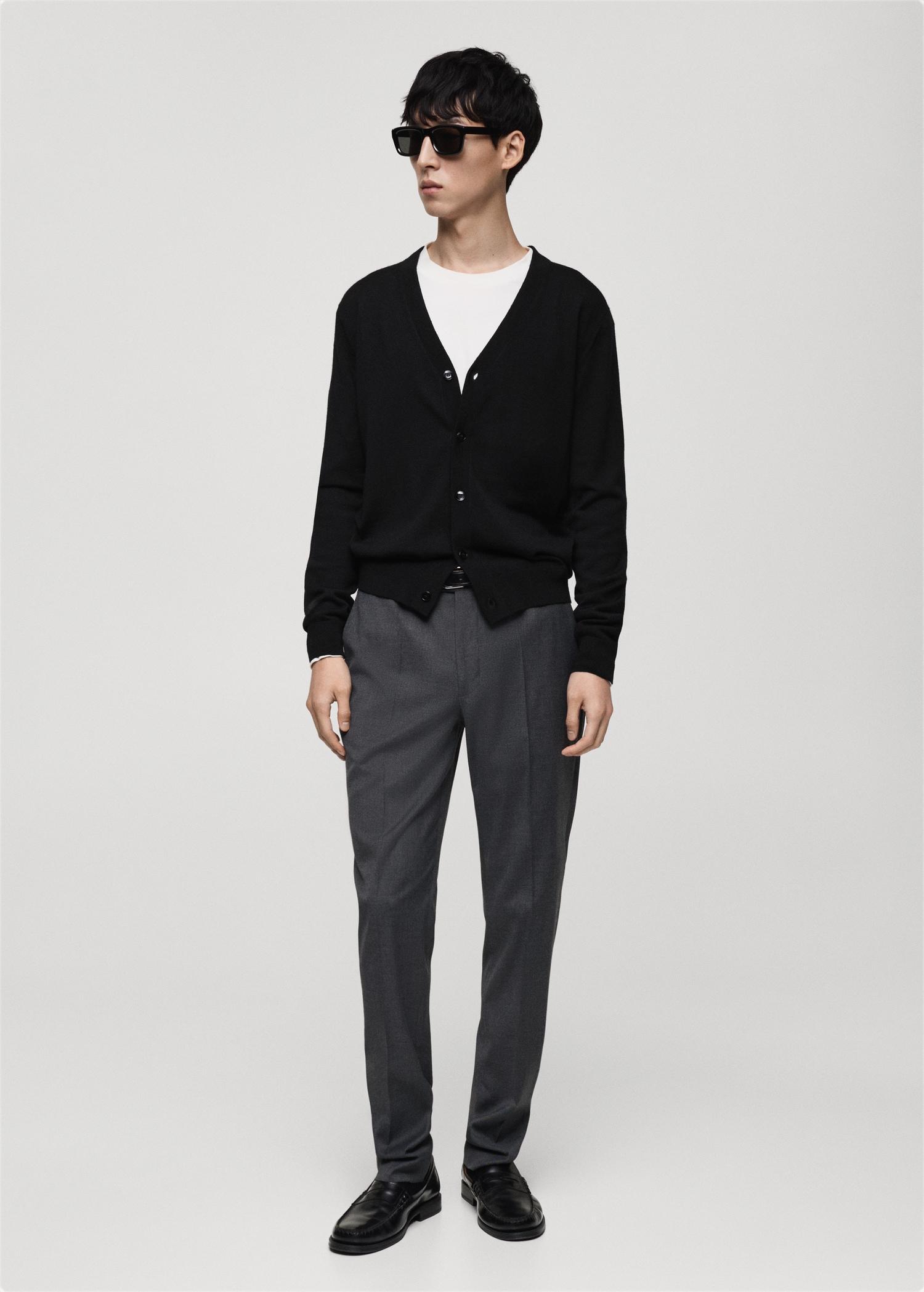100% merino wool cardigan - Men | MANGO USA Product Image